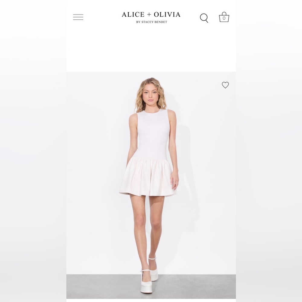 Alice + Olivia NWT Cream Sleeveless Drop-Waist Body-con Off White Dress Sz 0